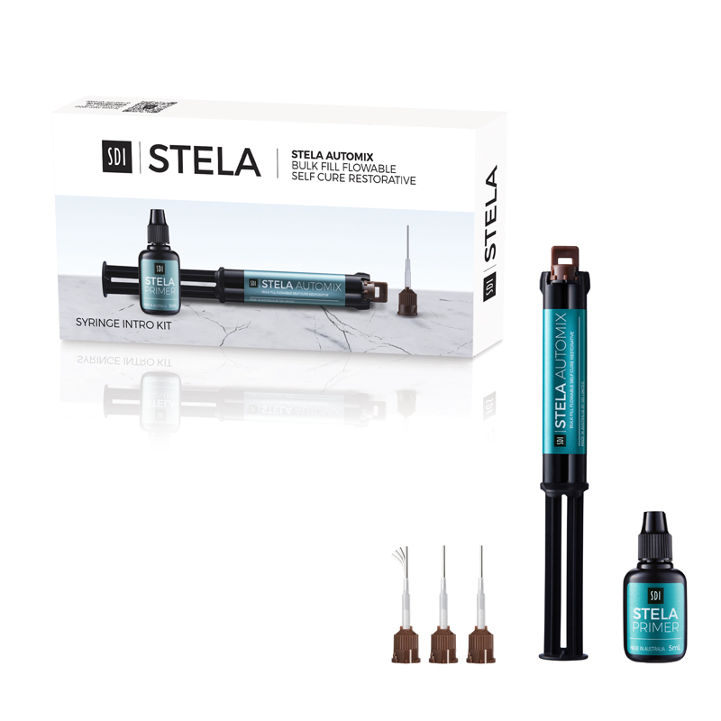 Composite Stela Automix intro Kit  SDI - Contiene: Jeringa de 8 grs.+5 ml. Primer + 15 tips + 15 puntas microaplicadoras