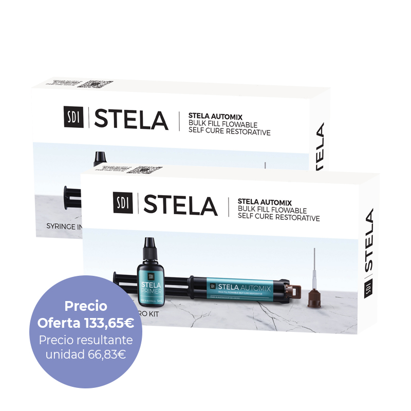 Oferta especial: 2 Stela Automix kit introducción SDI - Contiene: 2 x (Contiene: Jeringa de 8 grs.+5 ml. Primer + 15 tips + 15 puntas microaplicadoras)