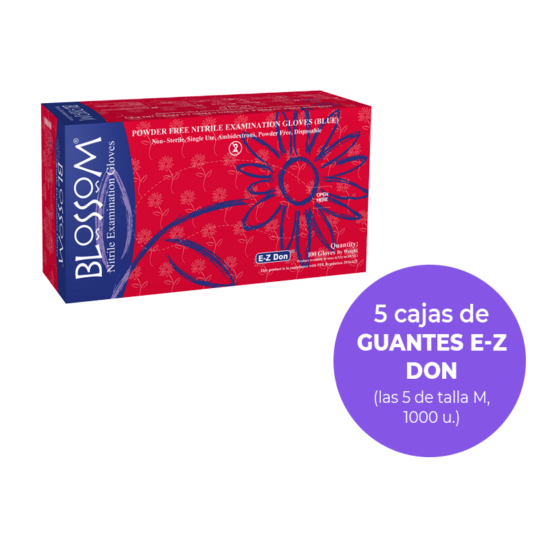 Gratis 5 cajas ( 1000 unidades ) Guantes nitrilo sin polvo E-Z DON talla Mediiana Royal Dent - 