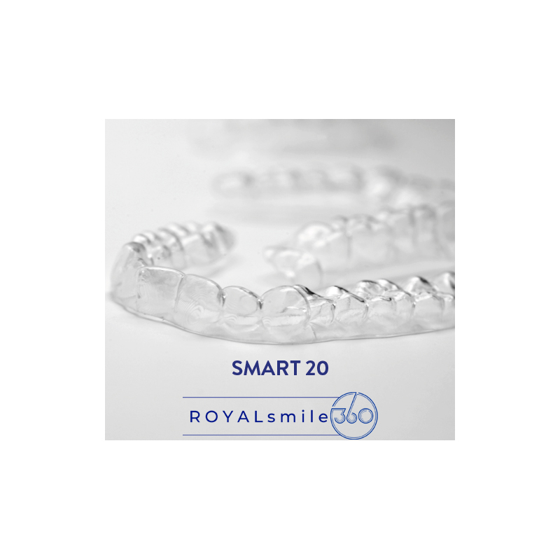 Tratamento invisible ROYALsmile360 SMART 20 ROYALsmile360 - 20 alineadores superiores y 20 inferiores +  2 Refinamientos. Contención incluida 