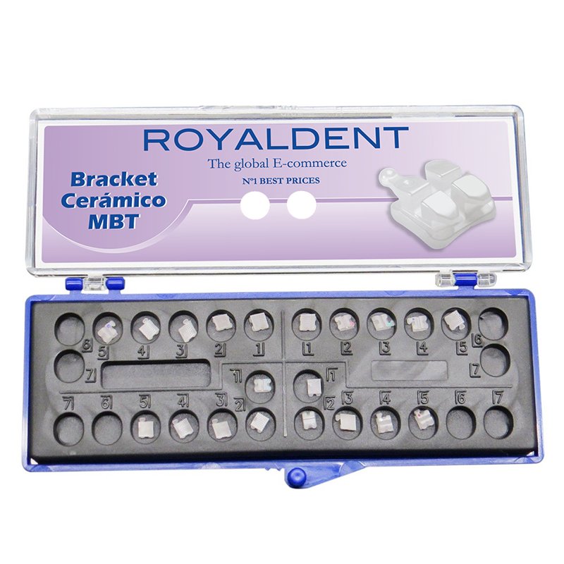 1 caso de ceramico MBT 018  Royal Dent - 20 brackets 3.4.5 con bola canino, premolares