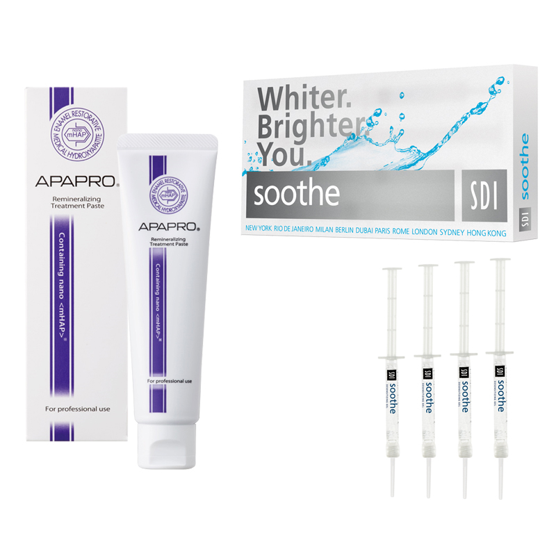 Pack especial control de sensibilidad Soothe y  pasta dental APAPRO SDI.Sangi - 4 jeringas x 1,2 ml + 1 tubo 55grs